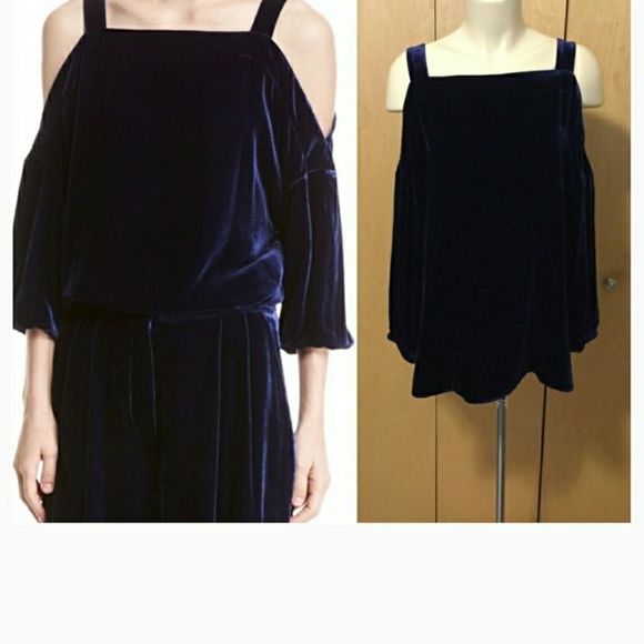 Tibi Velvet Cold-Shoulder Top - Picture 3 of 6